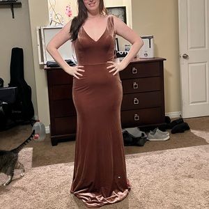 Dusty Rose Velvet Bridesmaid Dress